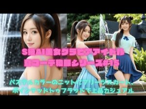 S級AI美女グラビアアイドル夏コーデ私服シリーズ#15 『パステルカラーのニットにプリーツスカート、ポインテッドトゥフラットで上品カジュアル』