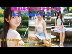 S級AI美女グラビアアイドル夏コーデ私服シリーズ#13 『シンプルな白いブラウスにチェックのミニスカート、バレエシューズで女の子らしく』