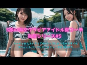 S級AI美女グラビアアイドル夏コーデ私服シリーズ#5 『ノーティカルストライプのTシャツにセーラースタイルのショートパンツとデッキシューズを合わせた』