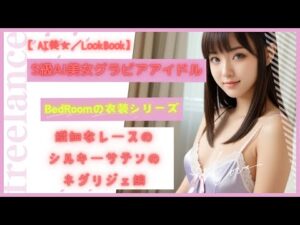 【AI美女／LookBook】S級AI美女グラビアアイドルBedRoomの衣装シリーズ【繊細なレースのシルキーサテンのネグリジェ編】#AI美女 #ailookbook #ai美女リアル #aiグラビア