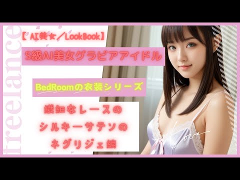 【AI美女／LookBook】S級AI美女グラビアアイドルBedRoomの衣装シリーズ【繊細なレースのシルキーサテンのネグリジェ編】#AI美女 #ailookbook #ai美女リアル #aiグラビア